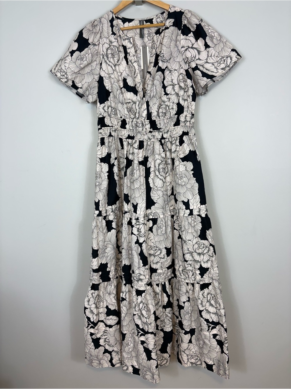 NWT Anthropologie The Somerset Maxi Dress White Rose Floral Peony L Large - Picture 4 of 13